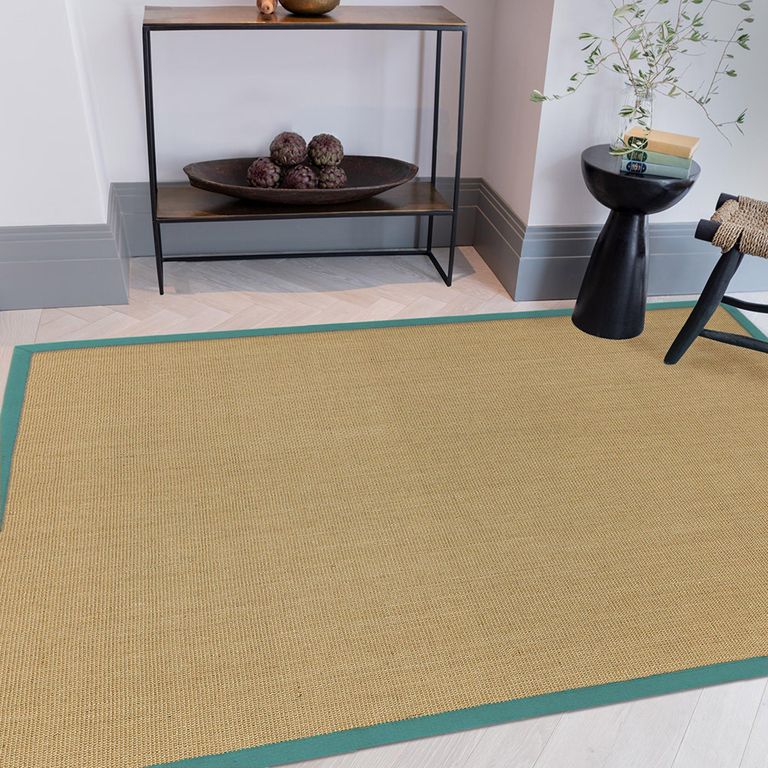 Natural Weaves Rug - Sisal - Linen and Aqua - Sizes Available