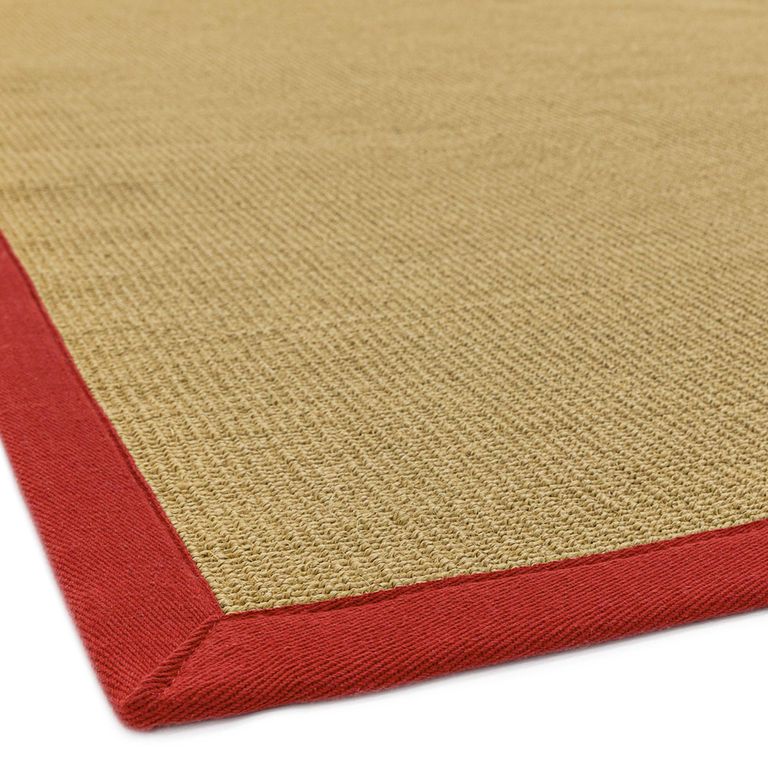Natural Weaves Rug - Sisal - Linen and Red - Sizes Available