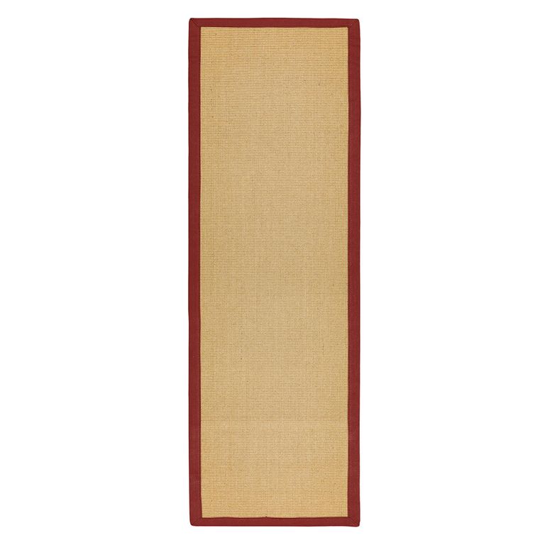 Natural Weaves Runner - Sisal - Linen and Red - 68cm x 240cm