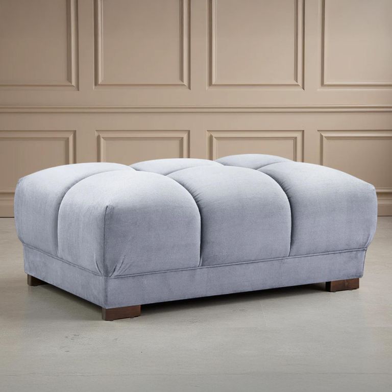 Azzuro Footstool - Grey Velvet Fabric