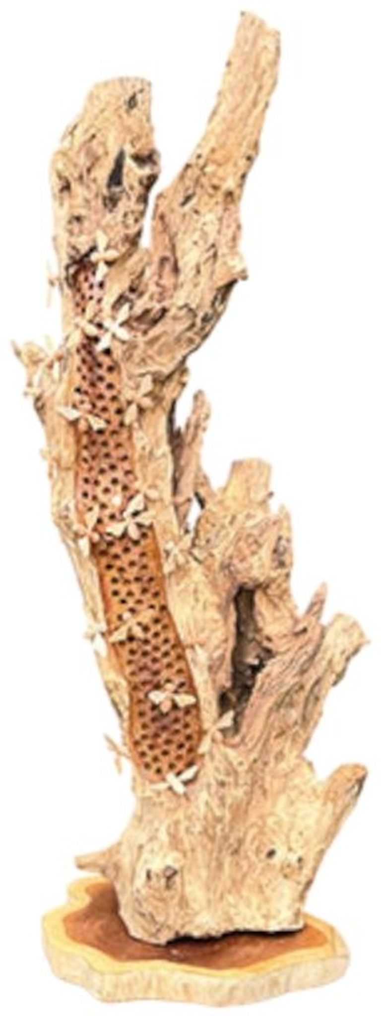 Beehive Sculpture - 20 Bees - Teak Root