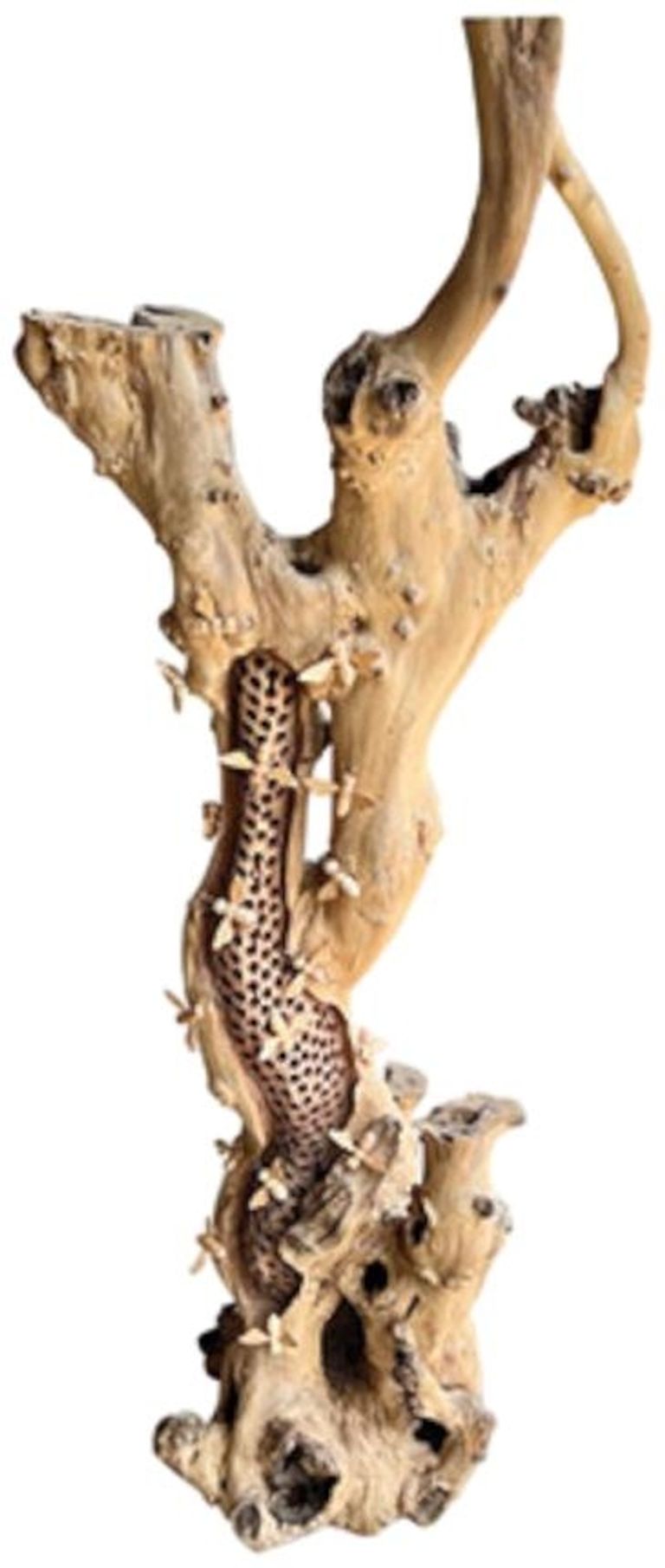 Beehive Sculpture - 20 Bees - Teak Root