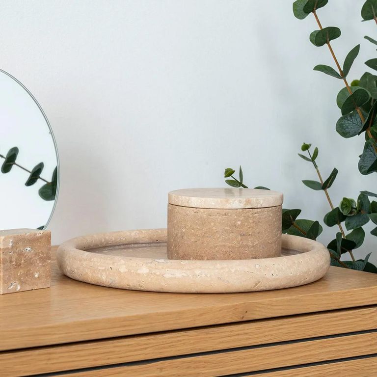 Tray - Round - Travertine - Beige