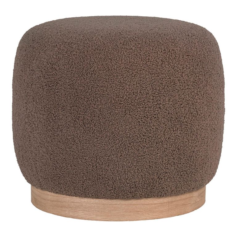 Belfort Pouf - Round - Brown Boucle Fabric