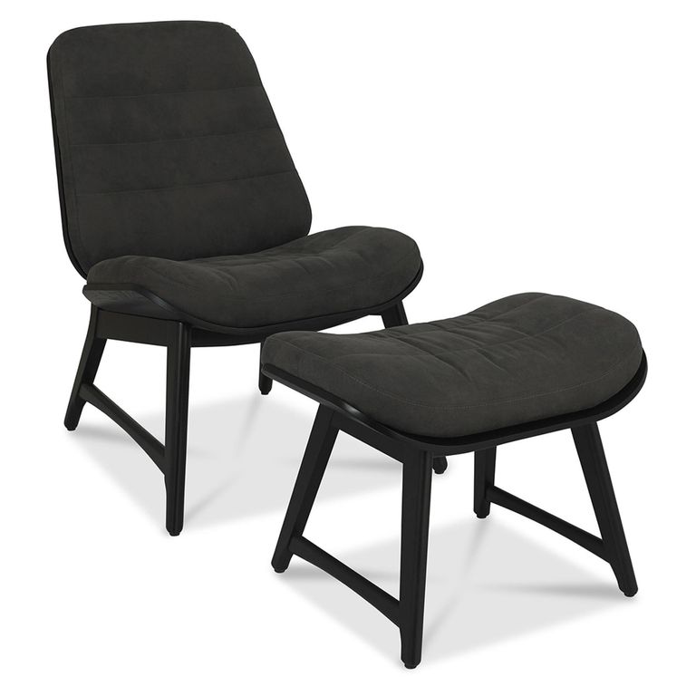 Vintage Peppercorn Footstool - Dark Grey Fabric