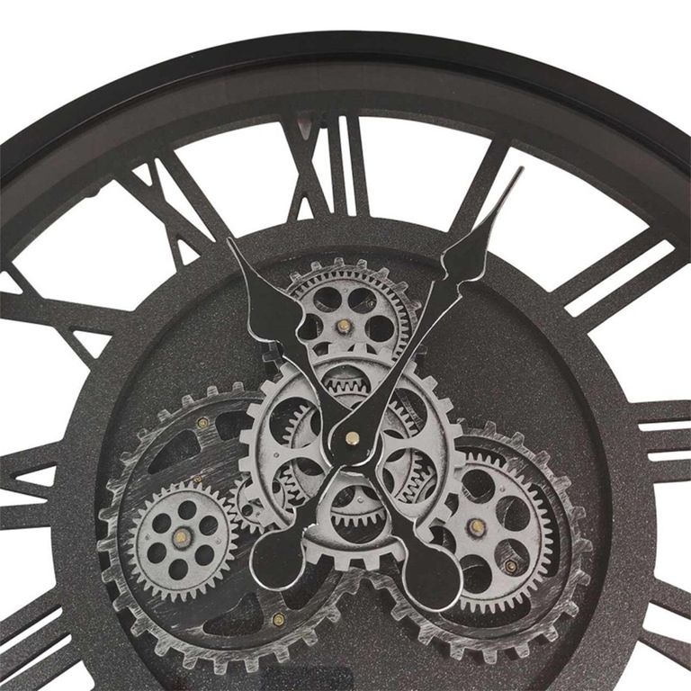 Wall Clock - Round - Black Gears
