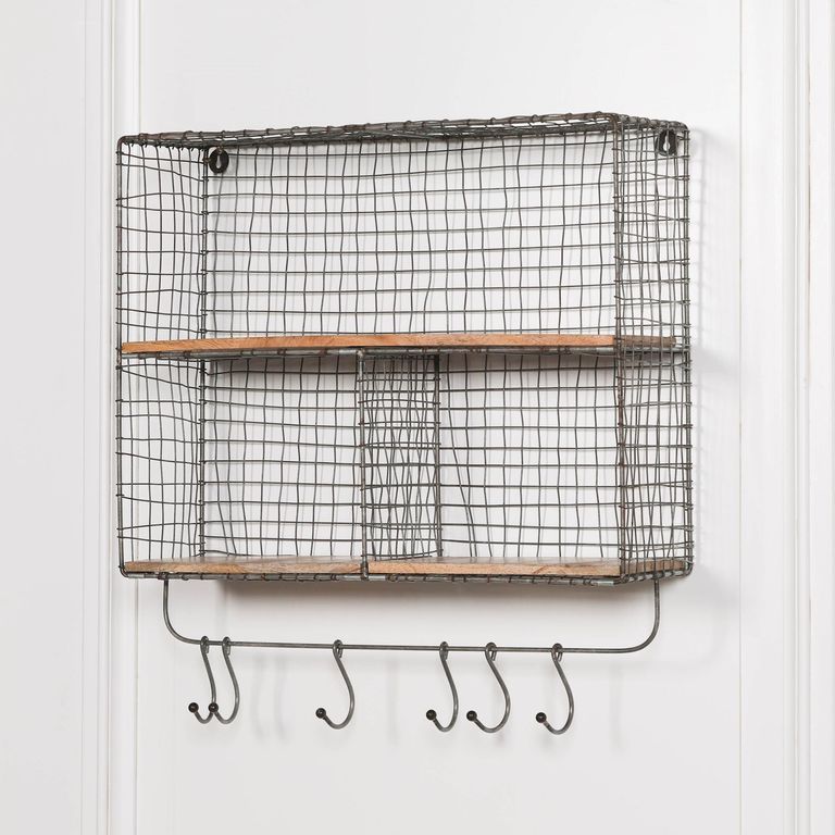 Metal Wall Shelf Hooks - Black - 3 Compartment