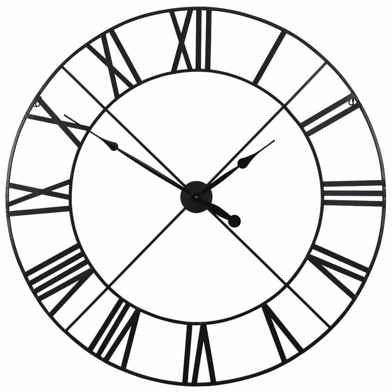 Wall Clock - Black Metal - Round - Large