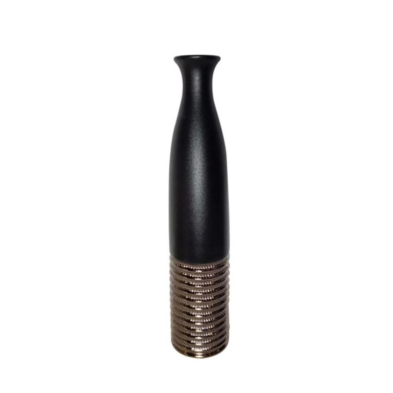 Vase - Black and Textured Bronze - Ceramic - Large