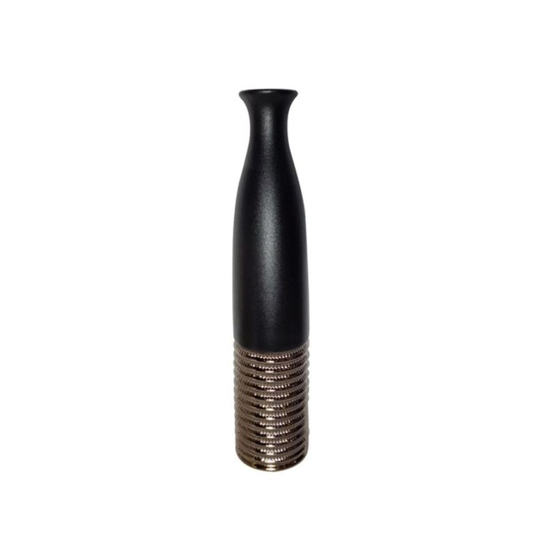 Vase - Black and Textured Bronze - Ceramic - Small