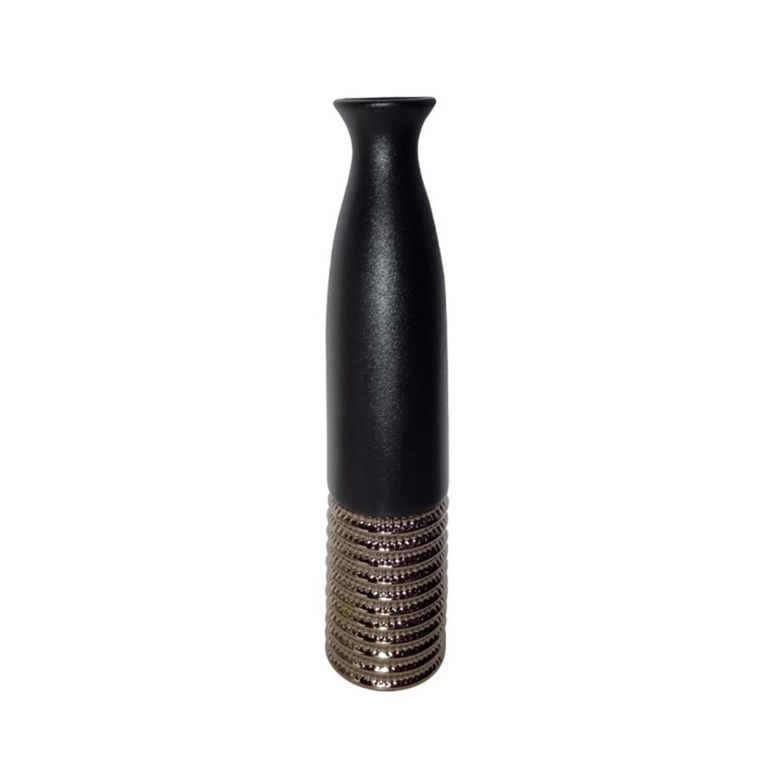 Vase - Black and Textured Bronze - Ceramic - Small