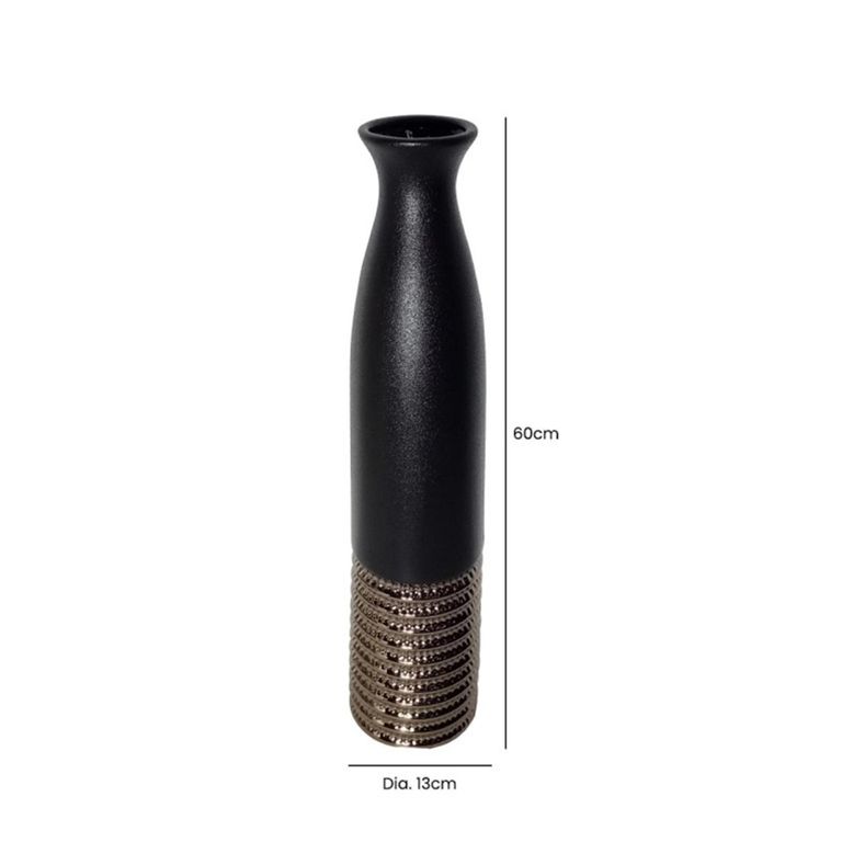 Vase - Black and Textured Bronze - Ceramic - Small