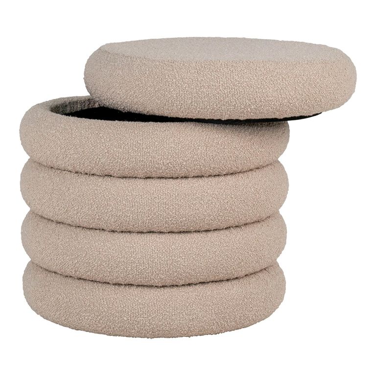 Brooklyn Pouf - Beige Boucle Fabric - Storage - Round