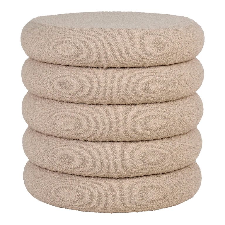 Brooklyn Pouf - Beige Boucle Fabric - Storage - Round
