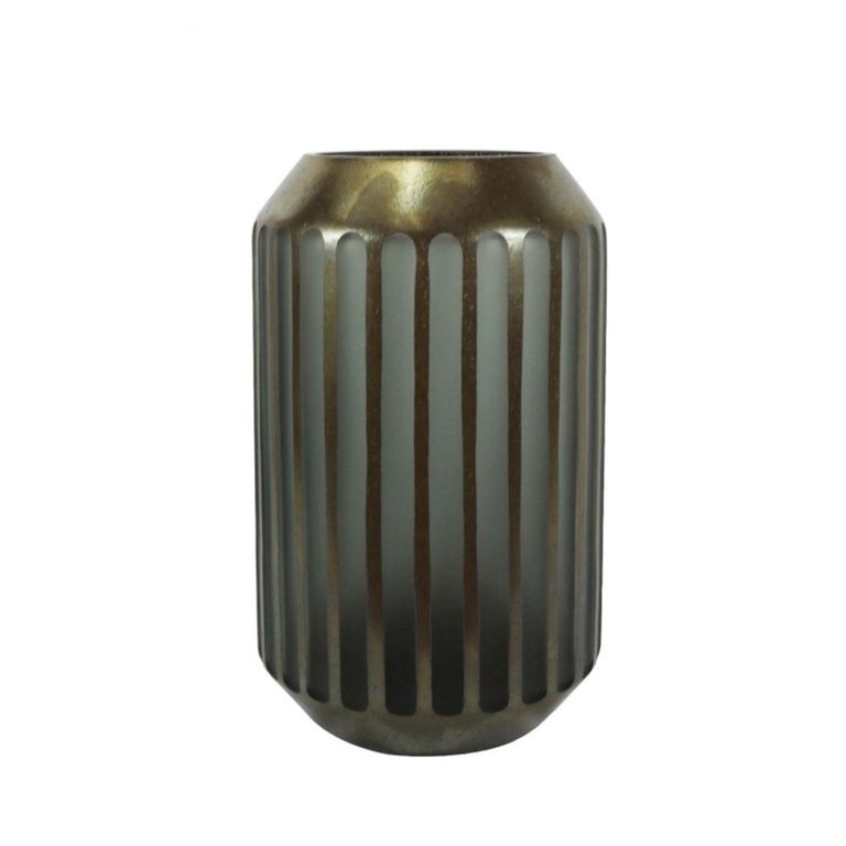 Vase - Brown and Grey - Pleated Glass - Large