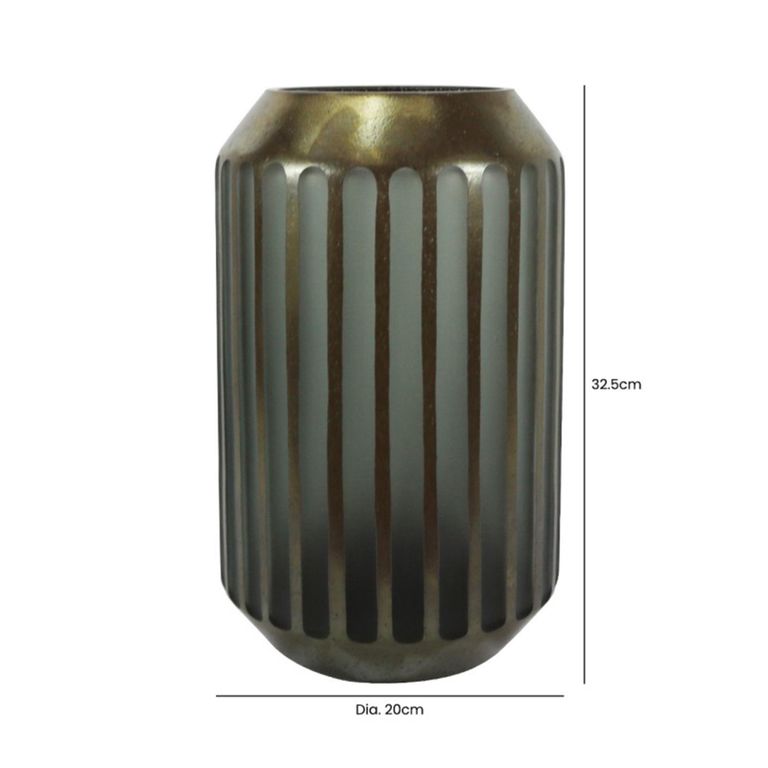 Vase - Brown and Grey - Pleated Glass - Large
