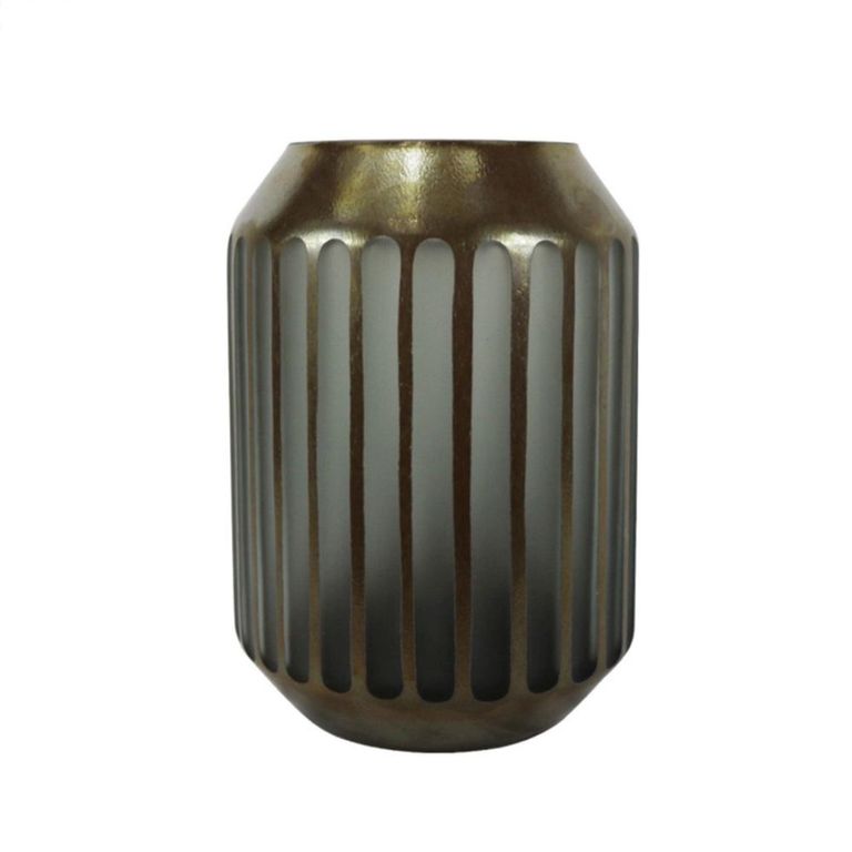 Vase - Brown and Grey - Pleated Glass - Small