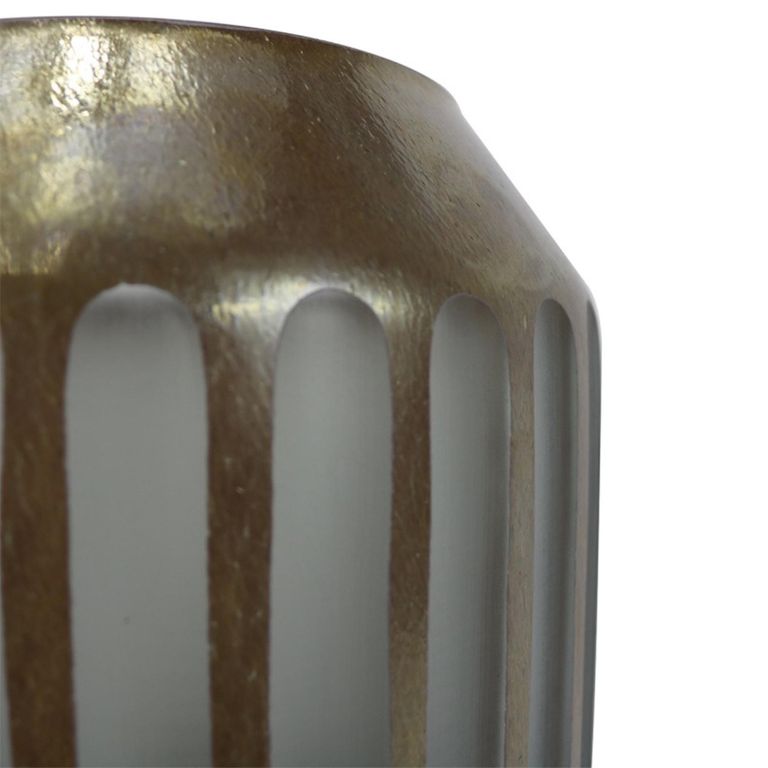 Vase - Brown and Grey - Pleated Glass - Small