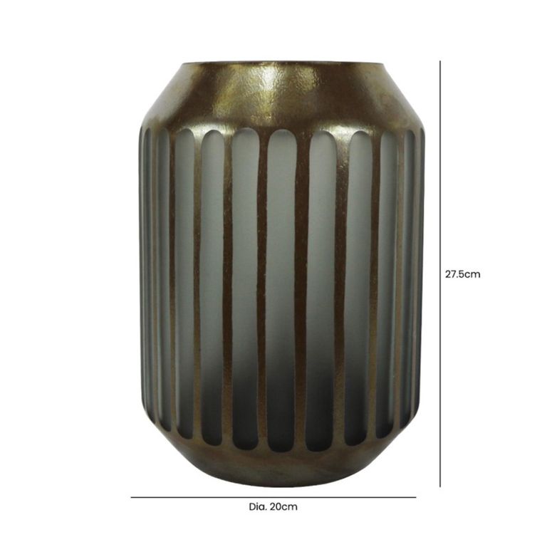 Vase - Brown and Grey - Pleated Glass - Small