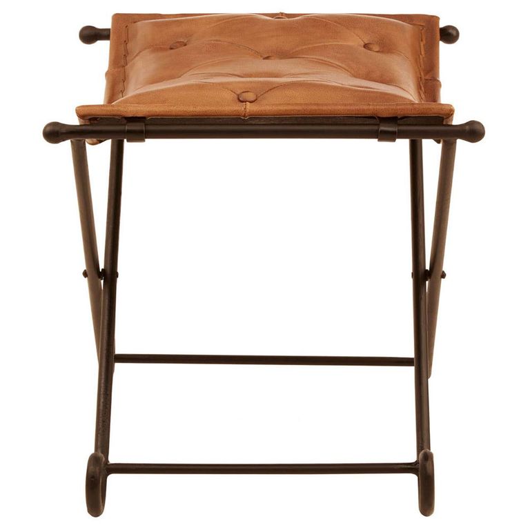 Buffalo Folding Stool - Brown - Leather with Iron