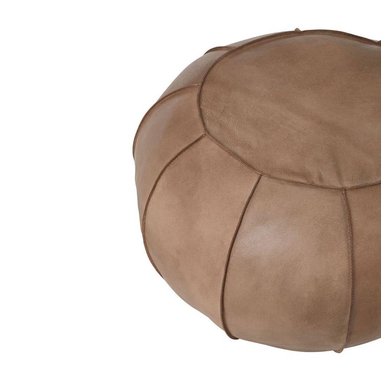 Buffalo Pouffe - Grey - Round - Leather
