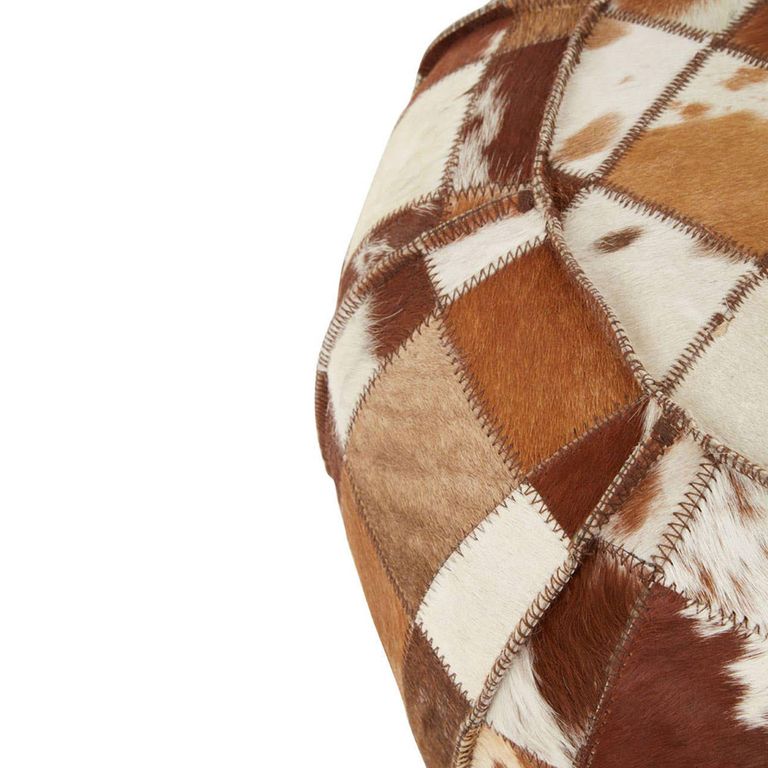 Buffalo Pouffe - Round - Leather Patchwork