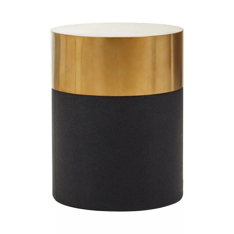 Cardoba Stool - Round - Black Faux Shagreen