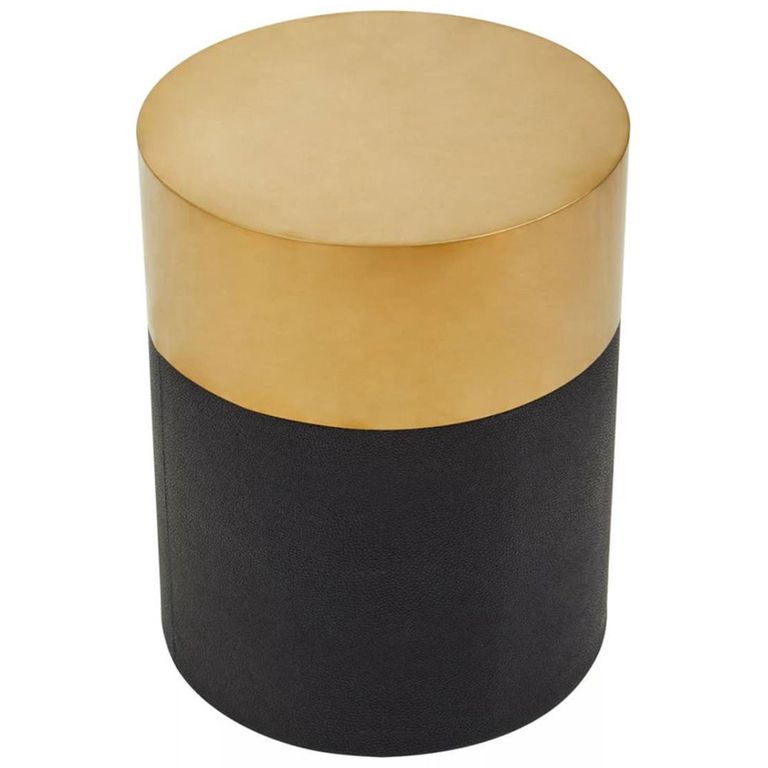 Cardoba Stool - Round - Black Faux Shagreen