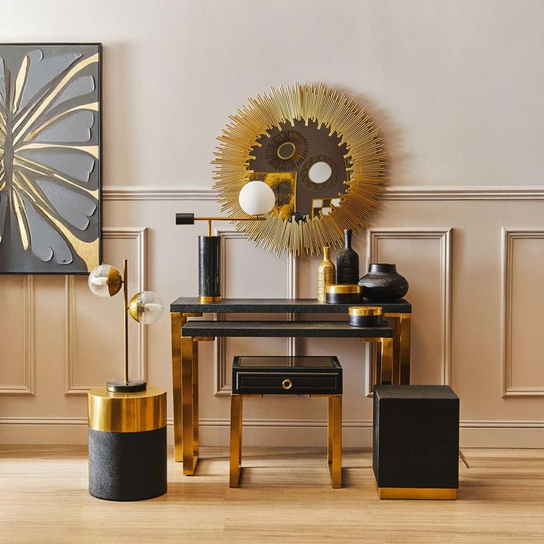 Cardoba Stool - Round - Black Faux Shagreen