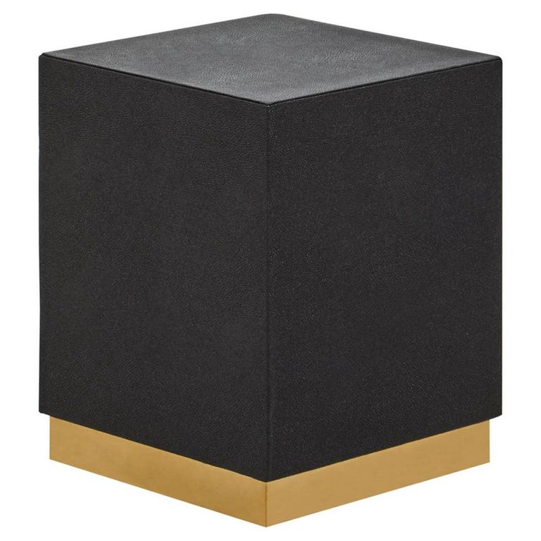 Cardoba Stool - Square - Black Faux Shagreen