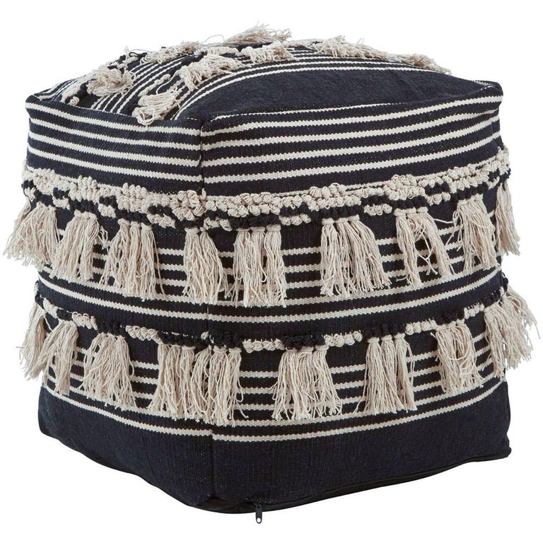 Cefena Pouffe - Square - Black Fabric