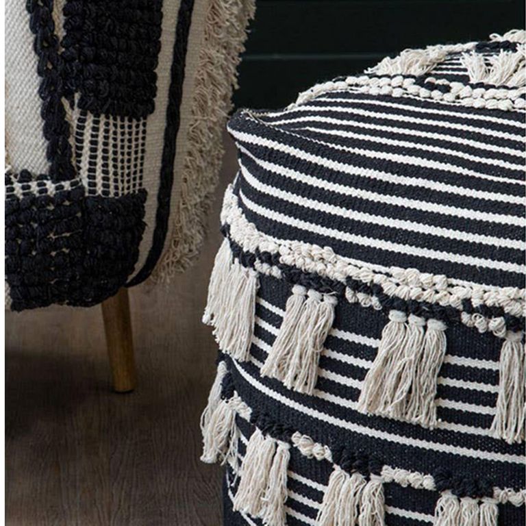 Cefena Pouffe - Square - Black Fabric