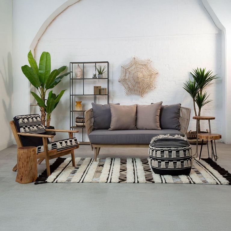 Cefena Pouffe - Square - Black Fabric