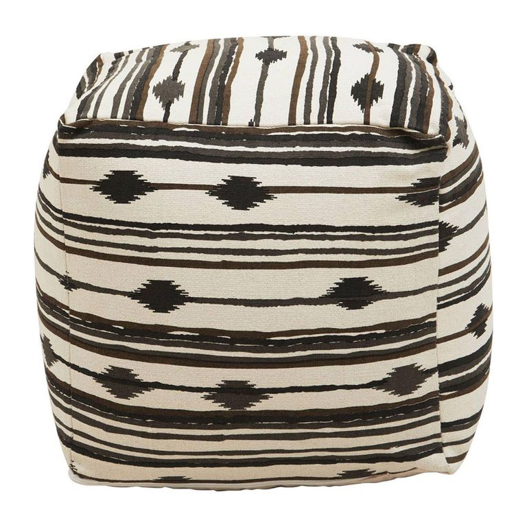 Cefena Pouffe - Square - Black and White Fabric