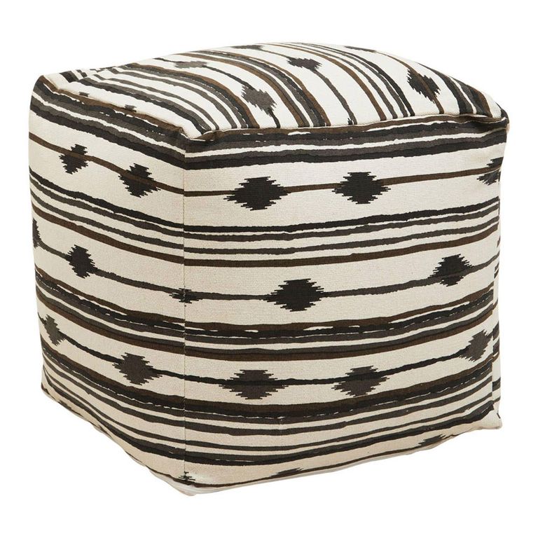 Cefena Pouffe - Square - Black and White Fabric