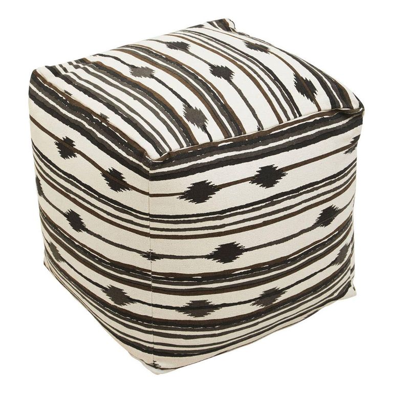 Cefena Pouffe - Square - Black and White Fabric