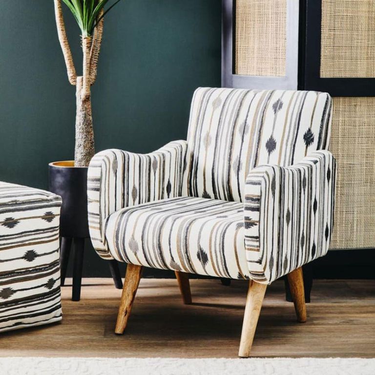 Cefena Pouffe - Square - Black and White Fabric