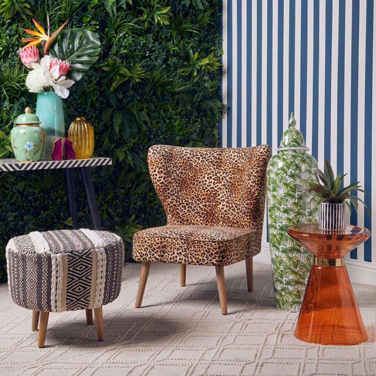 Cefena Footstool - Grey Fabric - Round