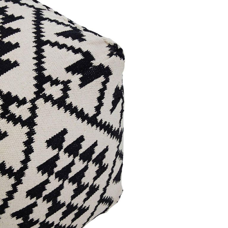 Cefena Pouffe - Square - White and Black Fabric