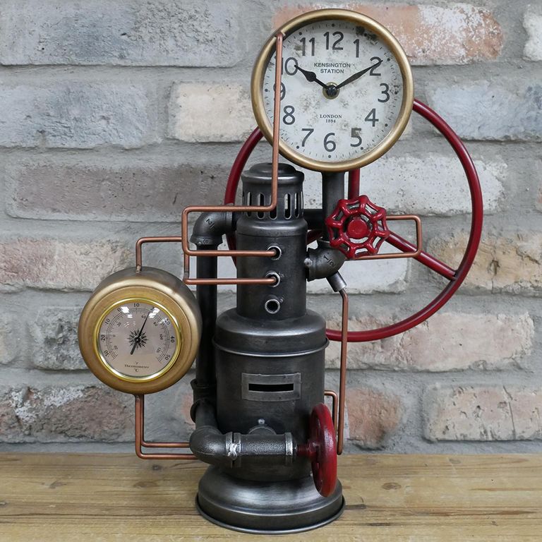 Coin Bank Pipe Clock - Set of 2 - Metal