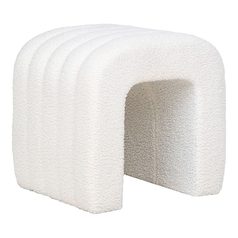 Colma Pouf - White Boucle Fabric