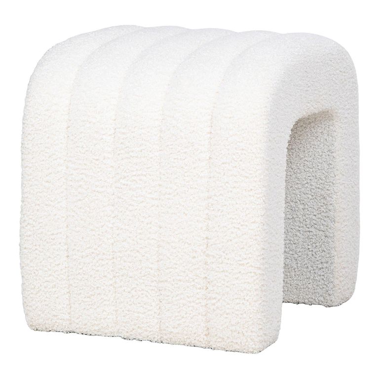 Colma Pouf - White Boucle Fabric