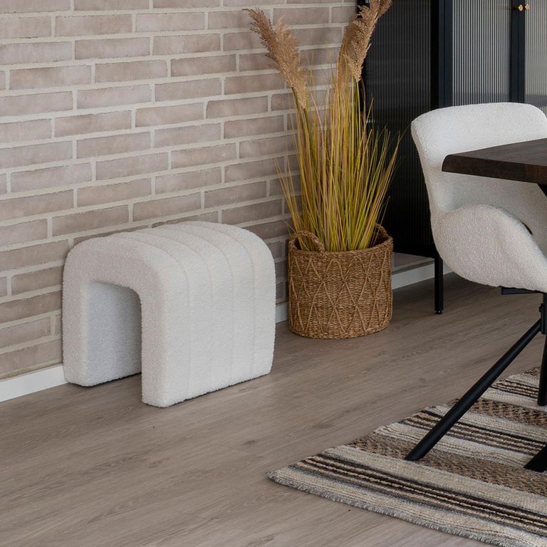 Colma Pouf - White Boucle Fabric