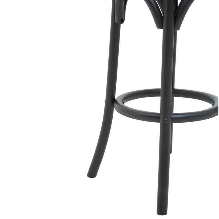 Corso Stool - Round - Black Birchwood and Natural Rattan