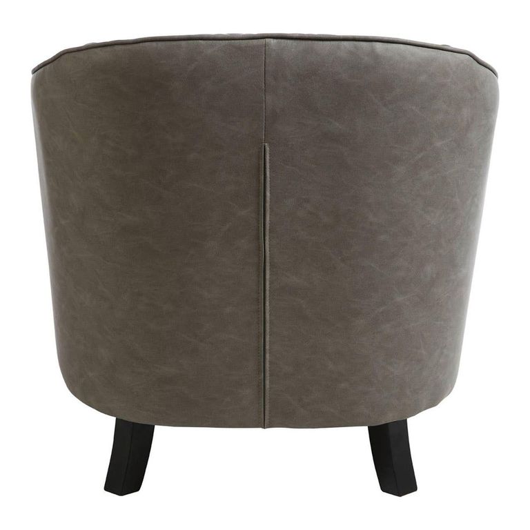 Derby Armchair - Grey Faux Leather with Footstool