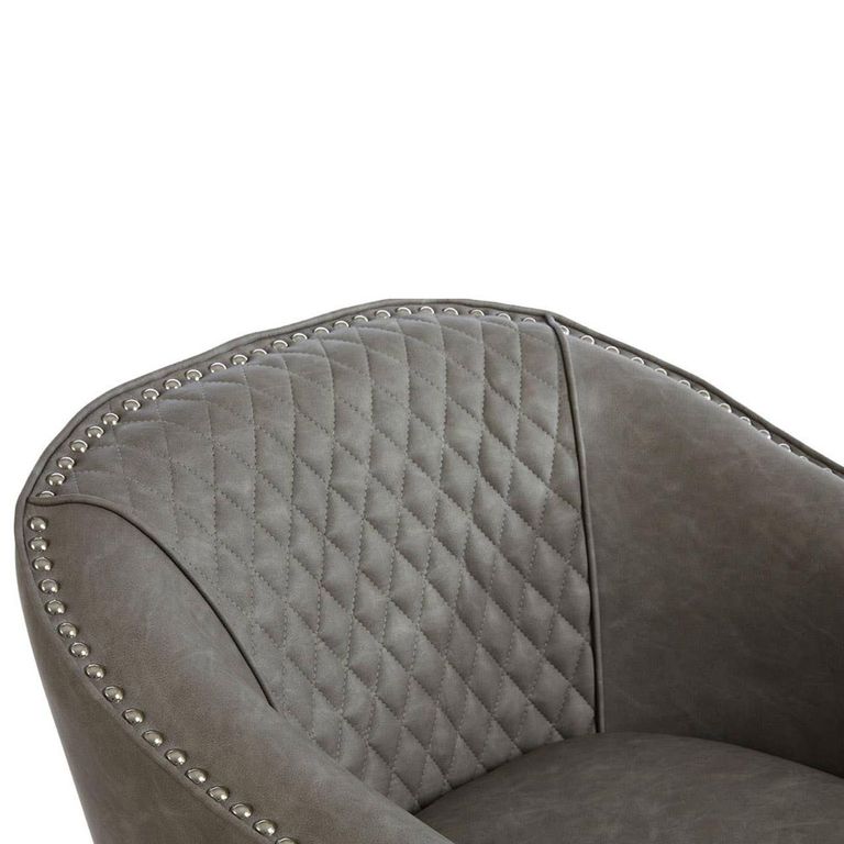 Derby Armchair - Grey Faux Leather with Footstool