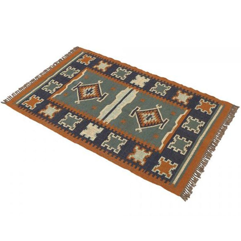 Dewas Kilim Grey Floor Rug - Large