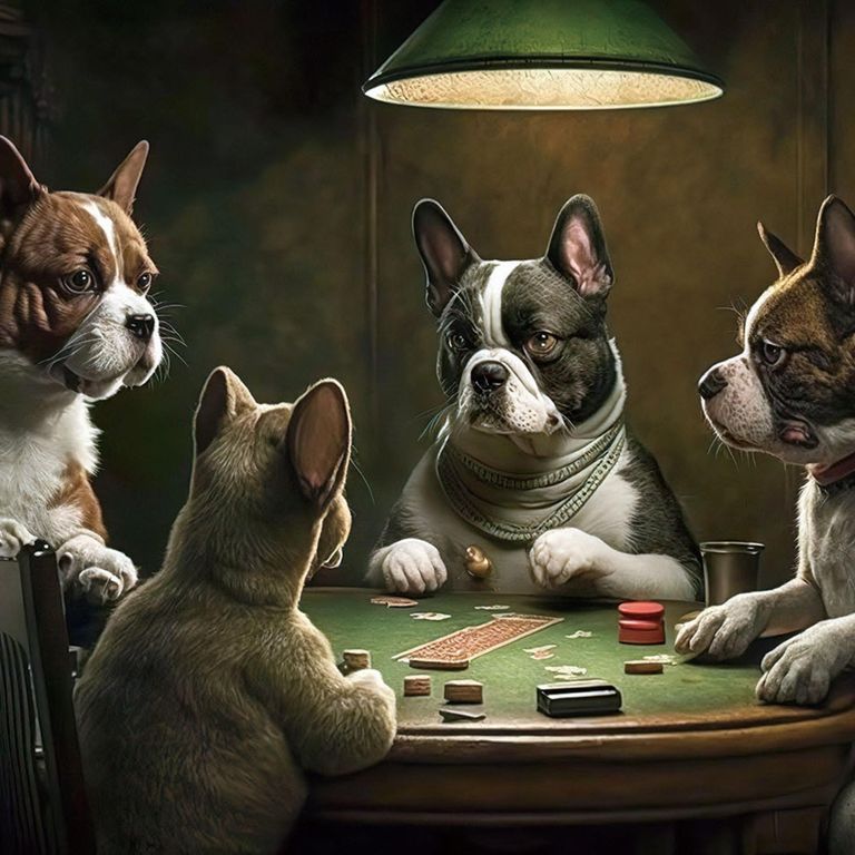 Dogs Playing Tempered Glass Wall Art