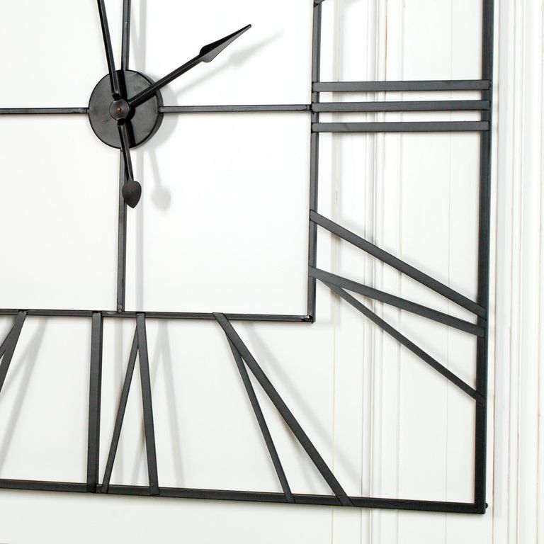 Wall Clock - Black Metal - Square - Extra Large