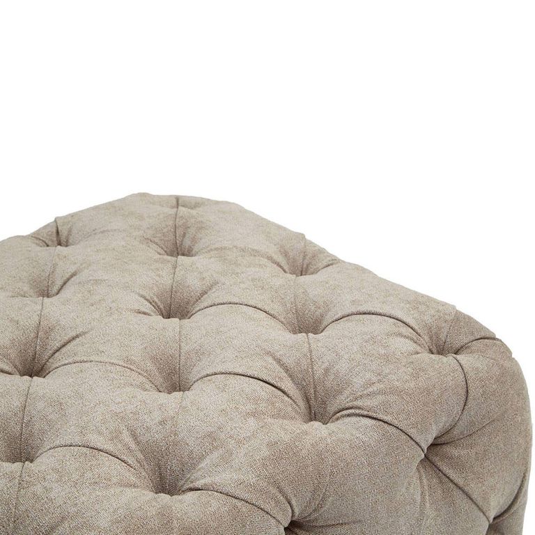 Fenton Ottoman Stool - Tufted - Beige Fabric